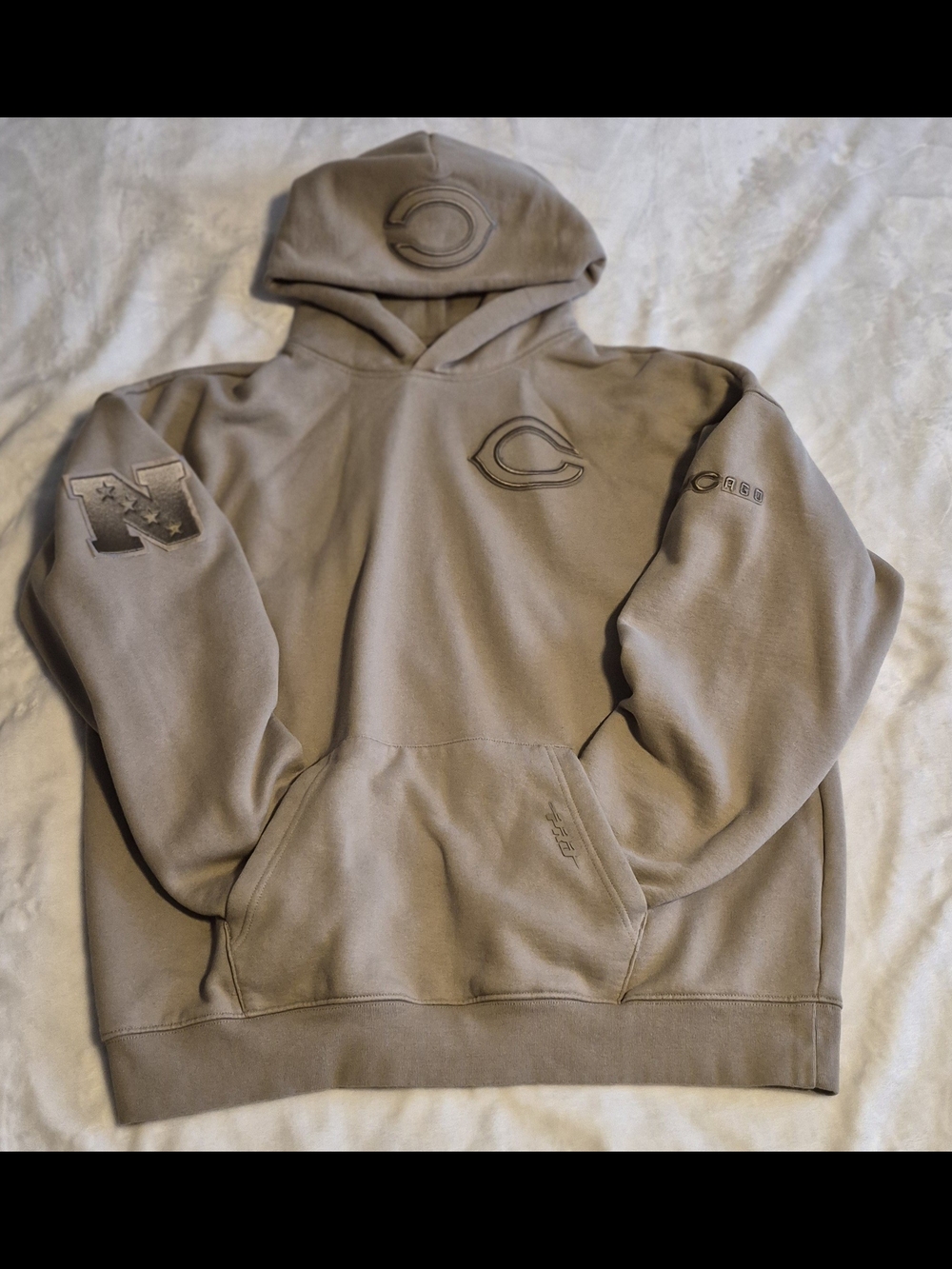 Men's Crewneck Hoodie in Taupe with Tonal Logos